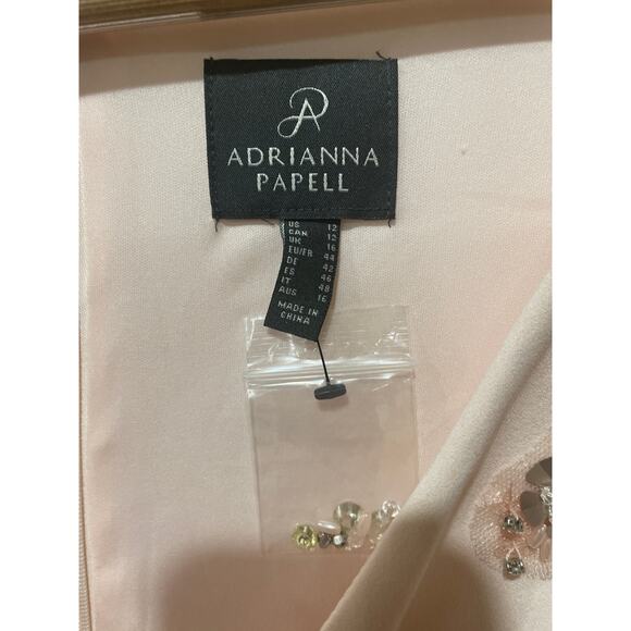 Adrianna Papell Blush Draped Long Dress Size 12 New with‎ Tags - Picture 8 of 8